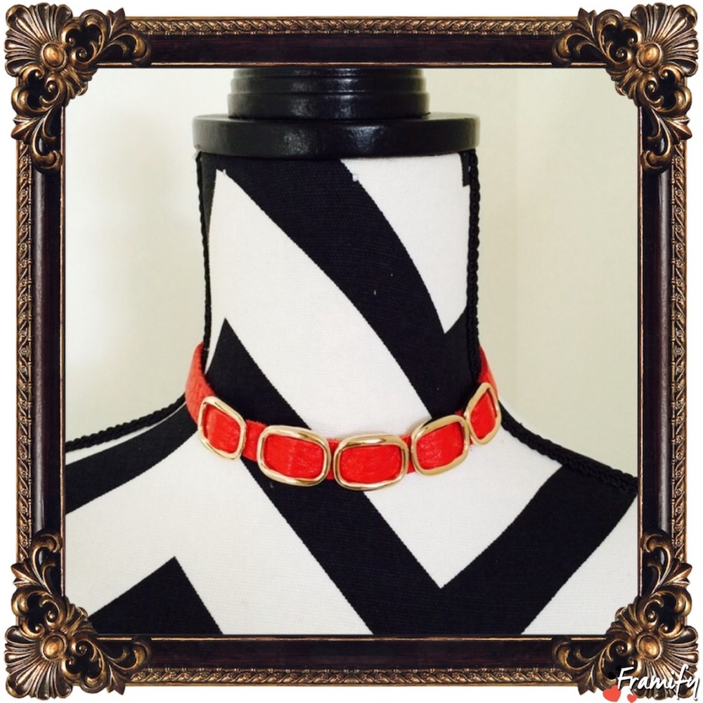 Red and gold leather Necklace/Bracelet